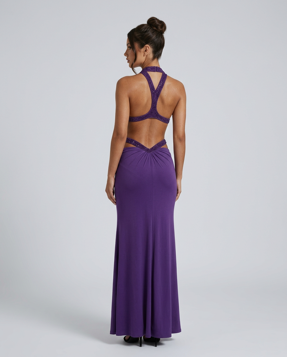 Raquel | Glitter Cut-Out Backless Maxi Dress