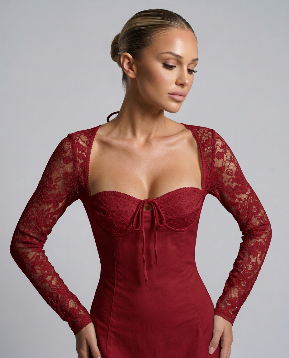 Alice | Mini Dress with Lace Overlay and Corset Bodice