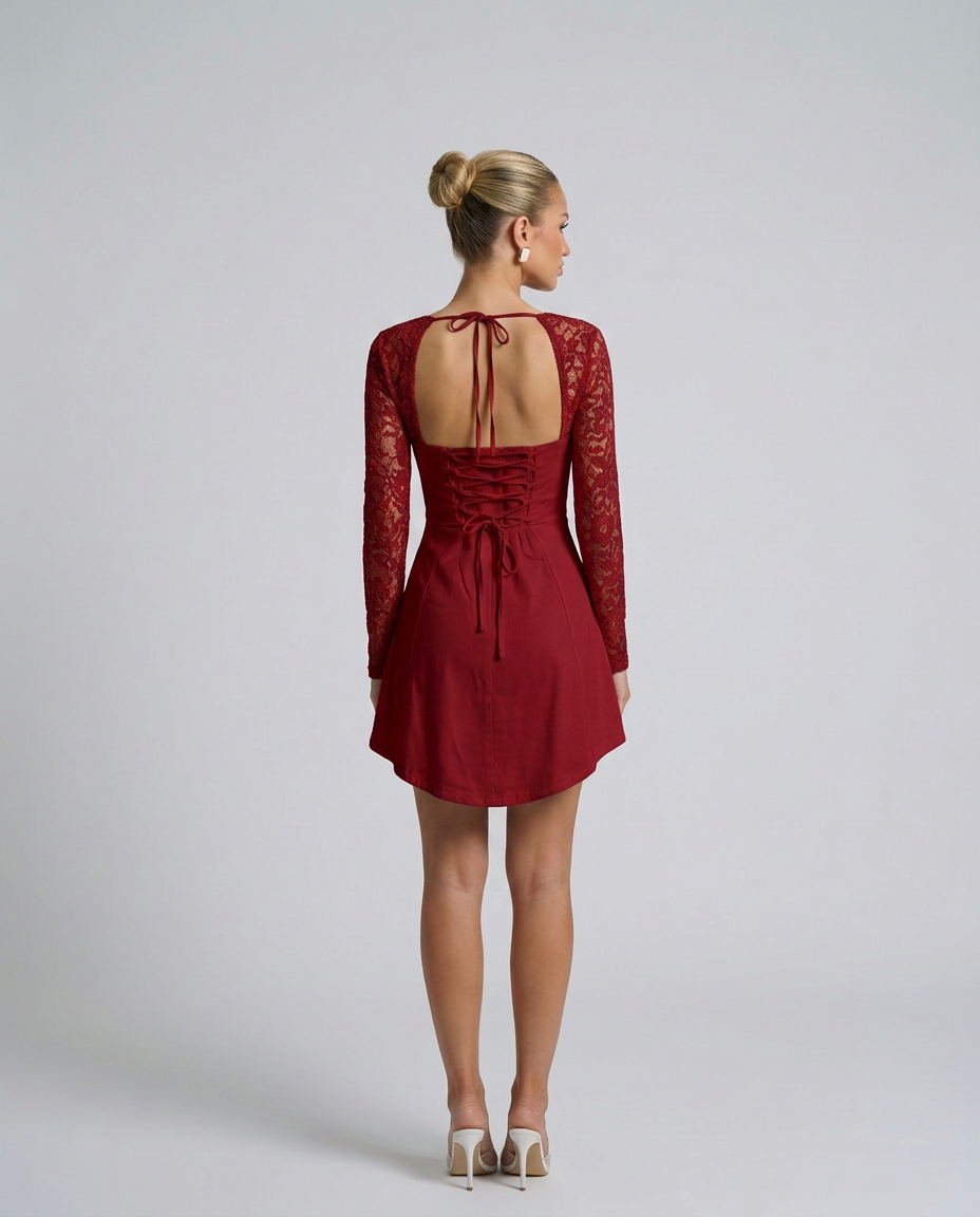 Alice | Mini Dress with Lace Overlay and Corset Bodice