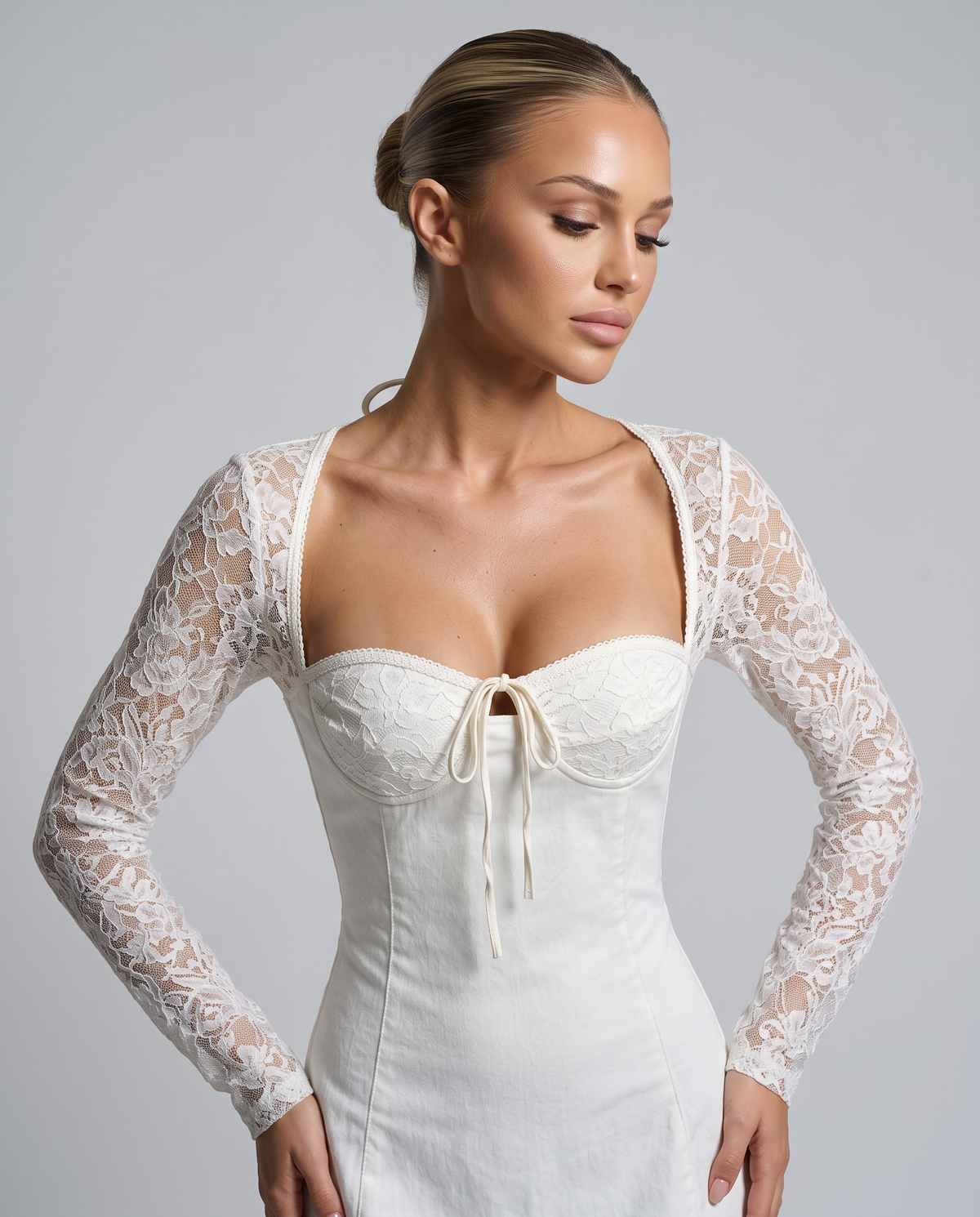 Alice | Mini Dress with Lace Overlay and Corset Bodice