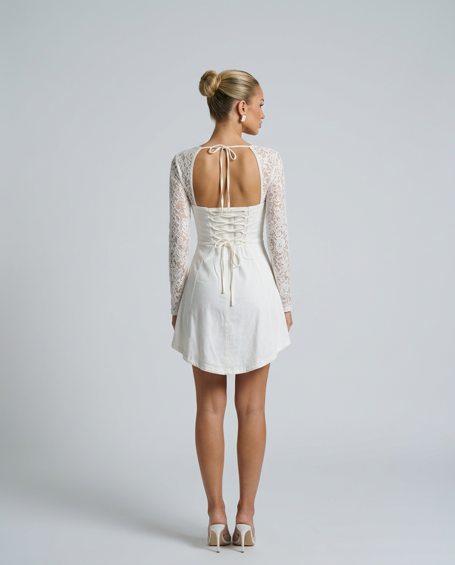 Alice | Mini Dress with Lace Overlay and Corset Bodice