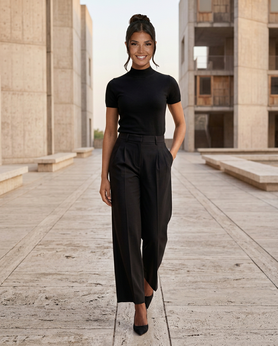 Elsa | High-Waisted Pleated Straight-Leg Trousers