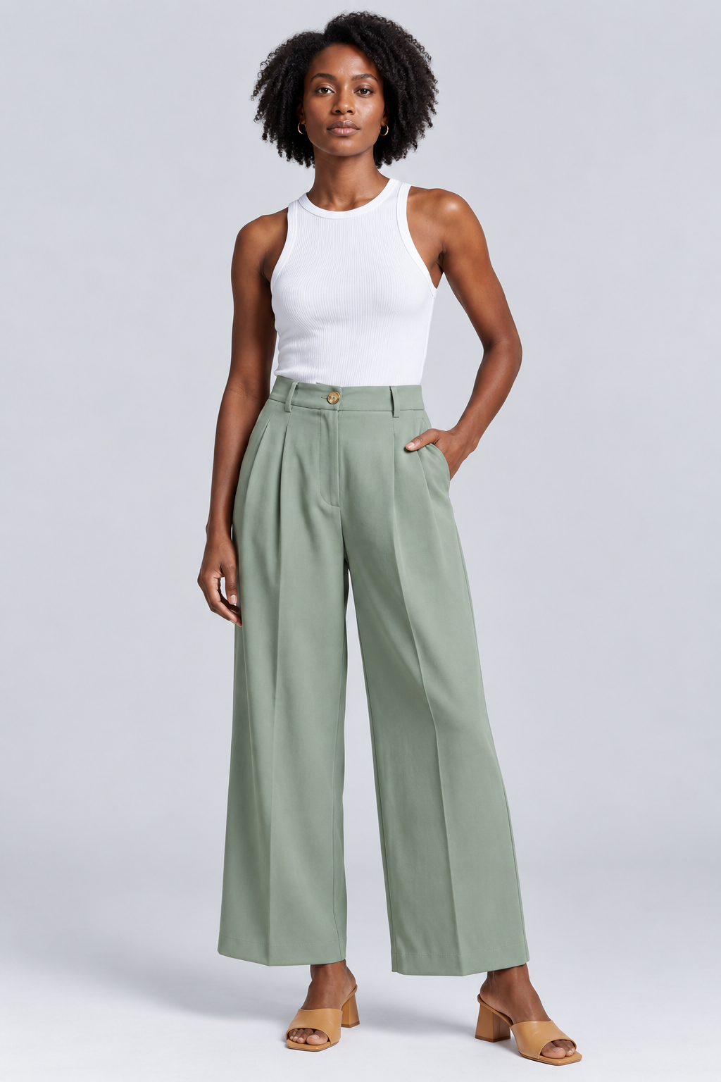 Elsa | High-Waisted Pleated Wide-Leg Trousers