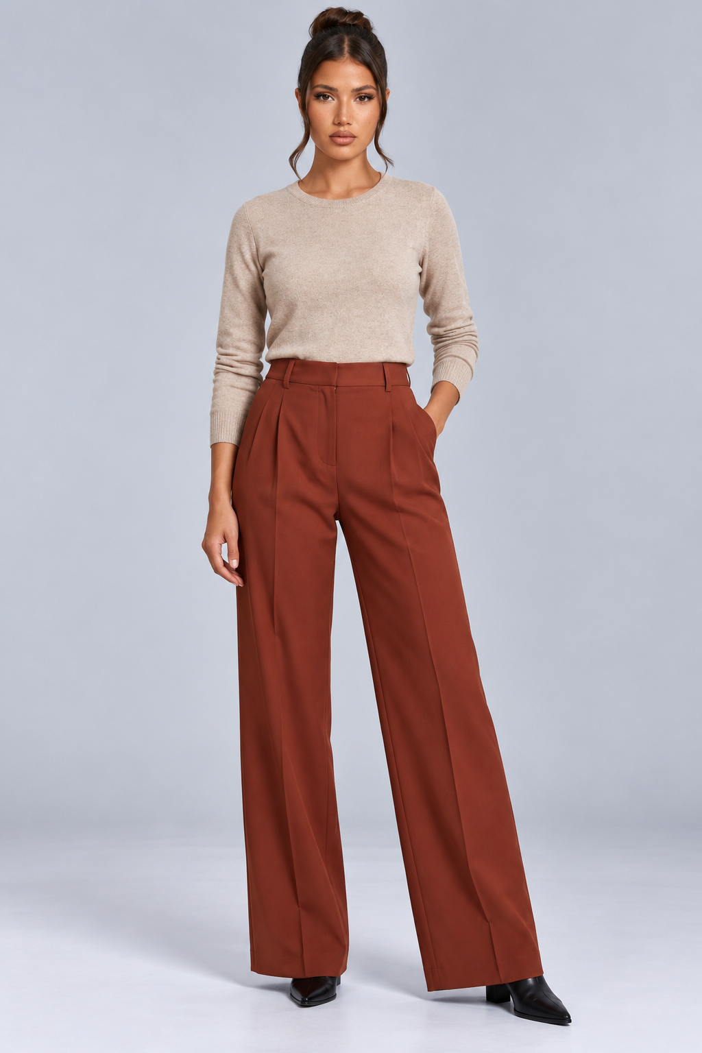 Angel | High-Waisted Pleated Wide-Leg Trousers