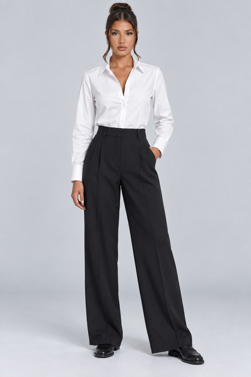 Angel | High-Waisted Pleated Wide-Leg Trousers