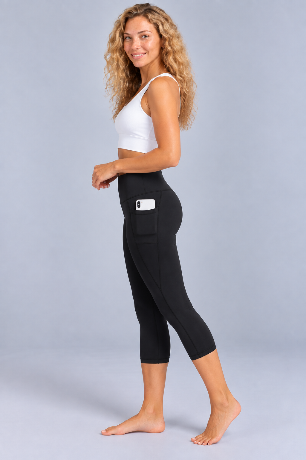 Lucia | High-Waisted Capri Leggings with Side Pocket
