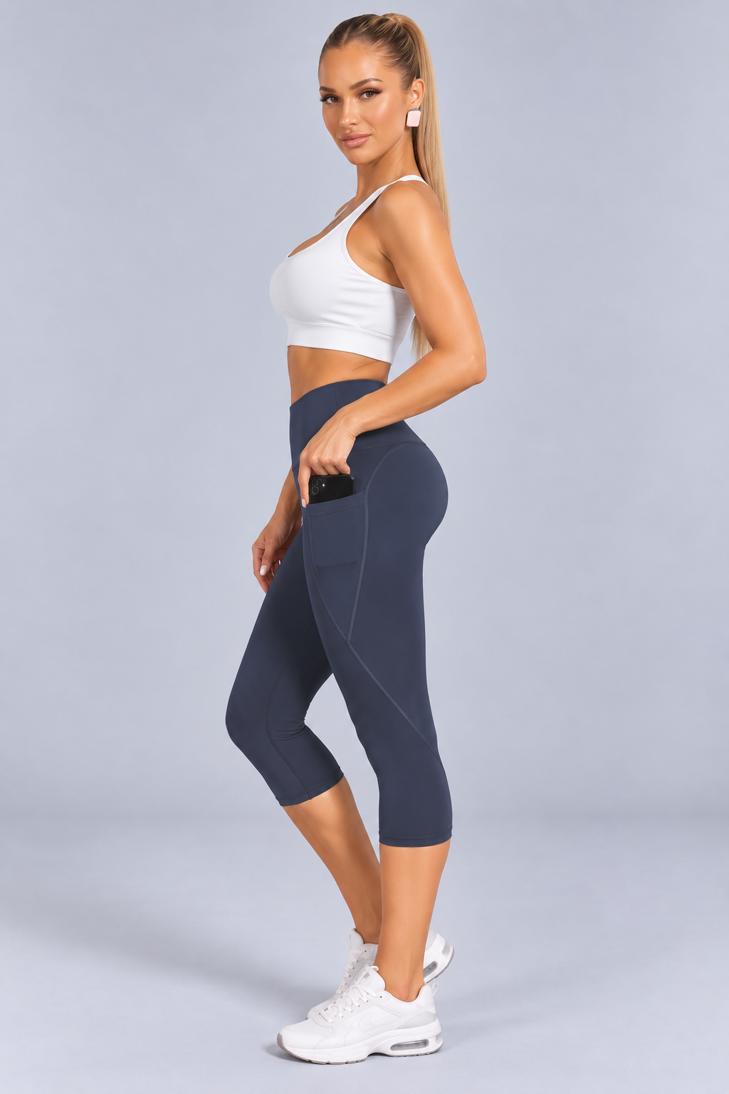 Tisha | High-Waisted Capri Leggings with Side Pocket