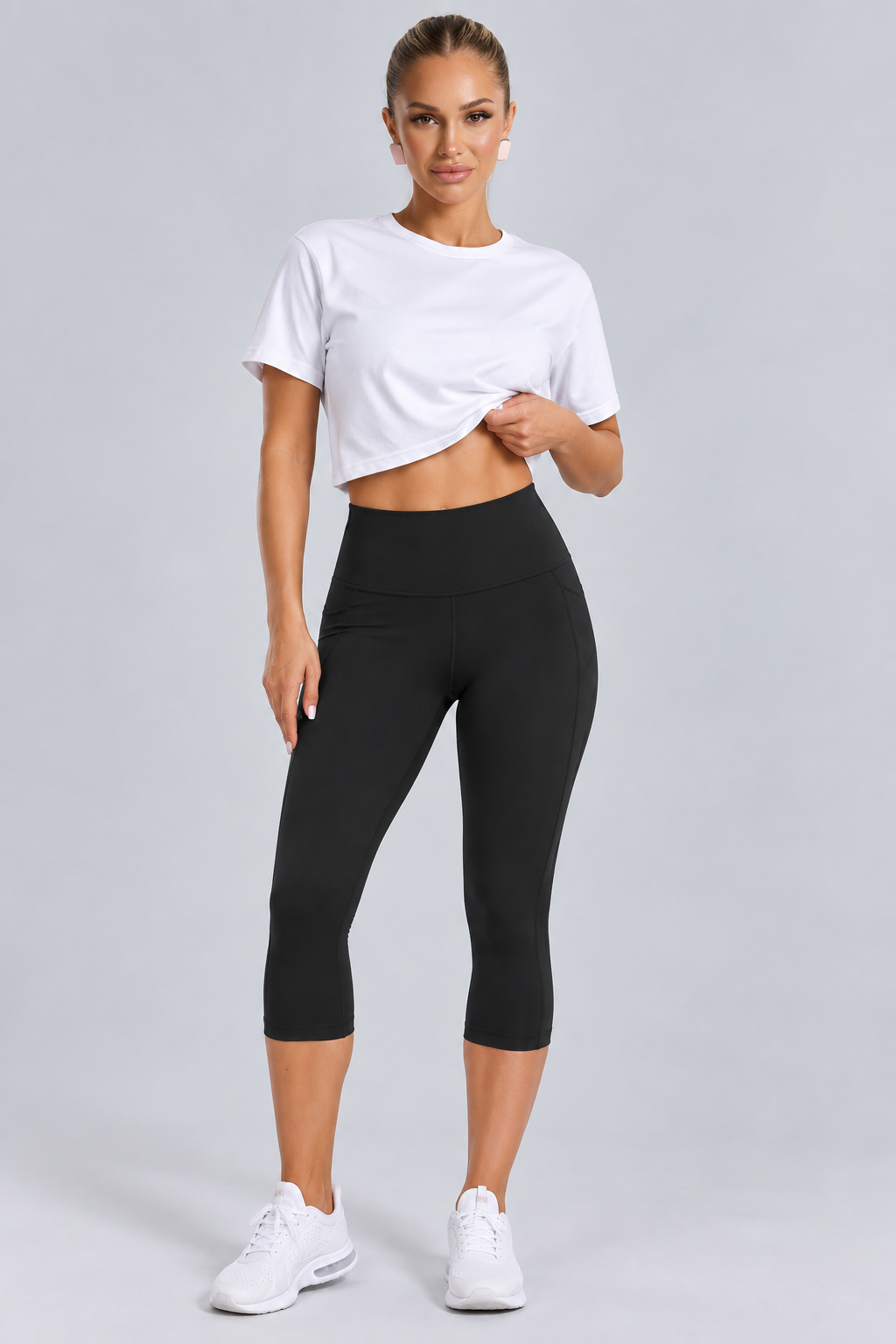 Tisha | High-Waisted Capri Leggings with Side Pocket