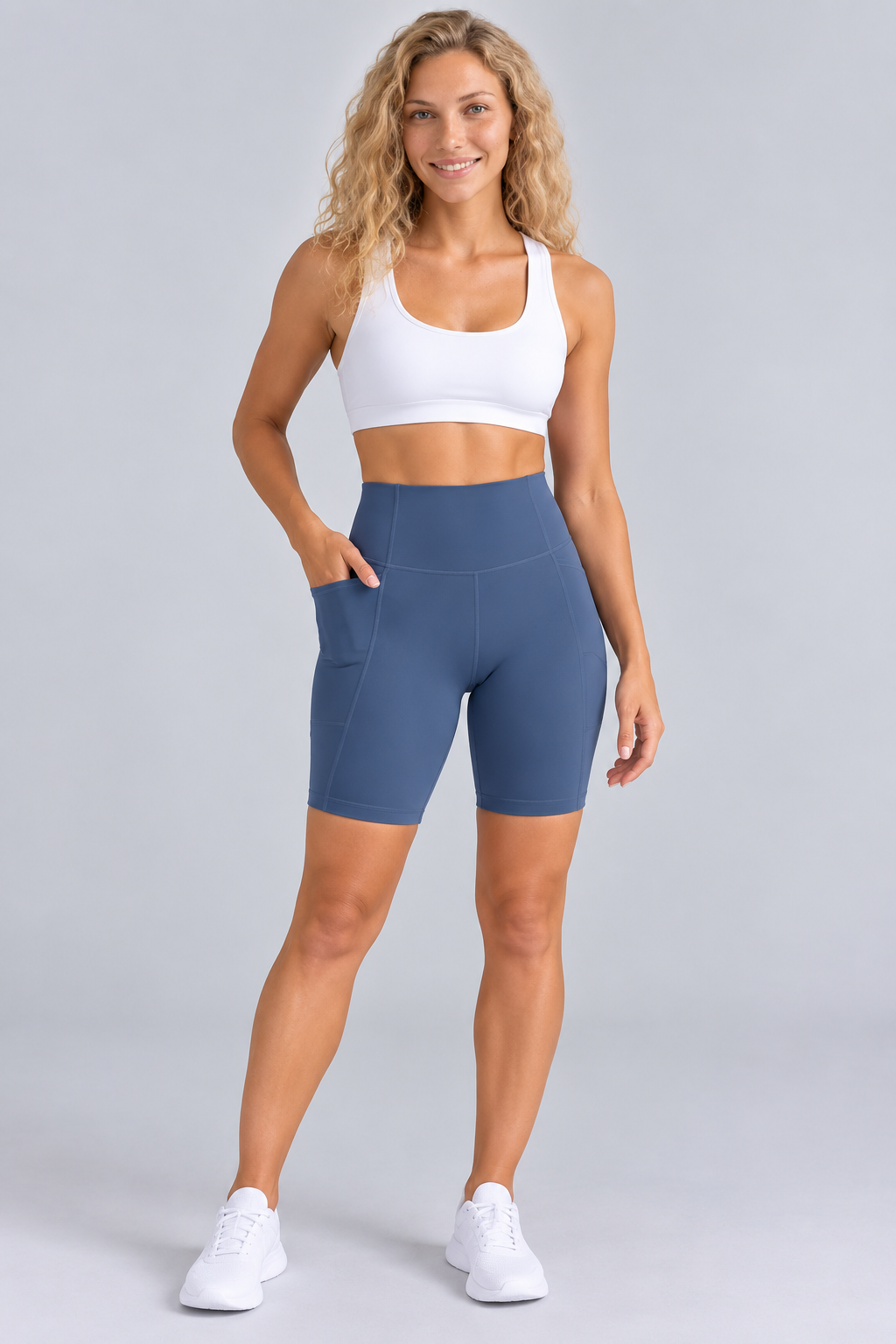 May | High-Waisted Gym Shorts with Side Pockets