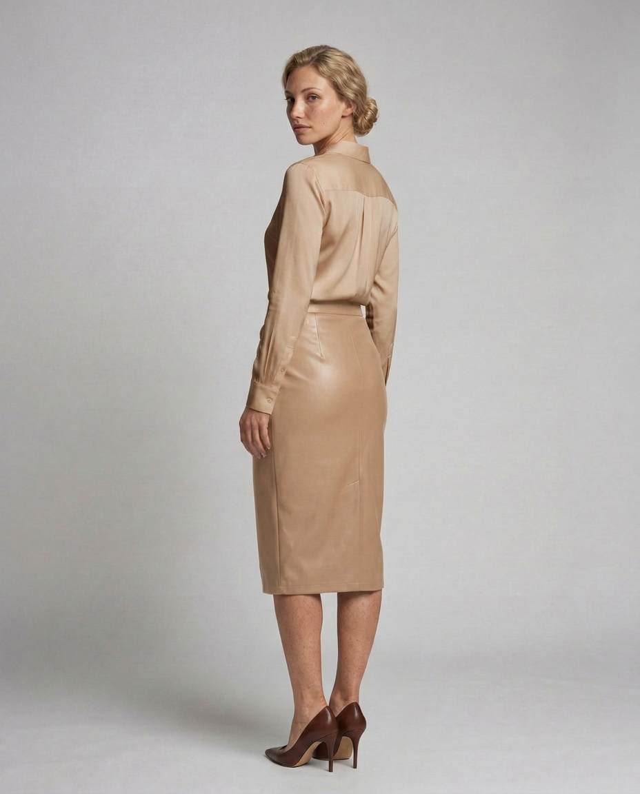 Glenda | Midi Pencil Skirt with Asymmetric Wrap Front