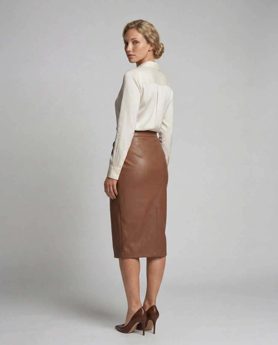 Glenda | Midi Pencil Skirt with Asymmetric Wrap Front