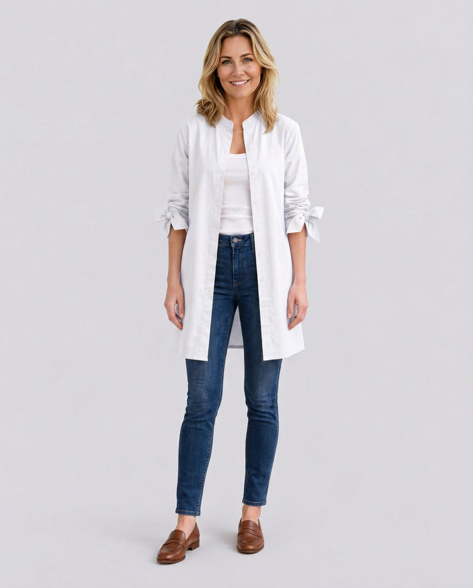 Caitlin | Longline Oversized Shirt with Tie Sleeves