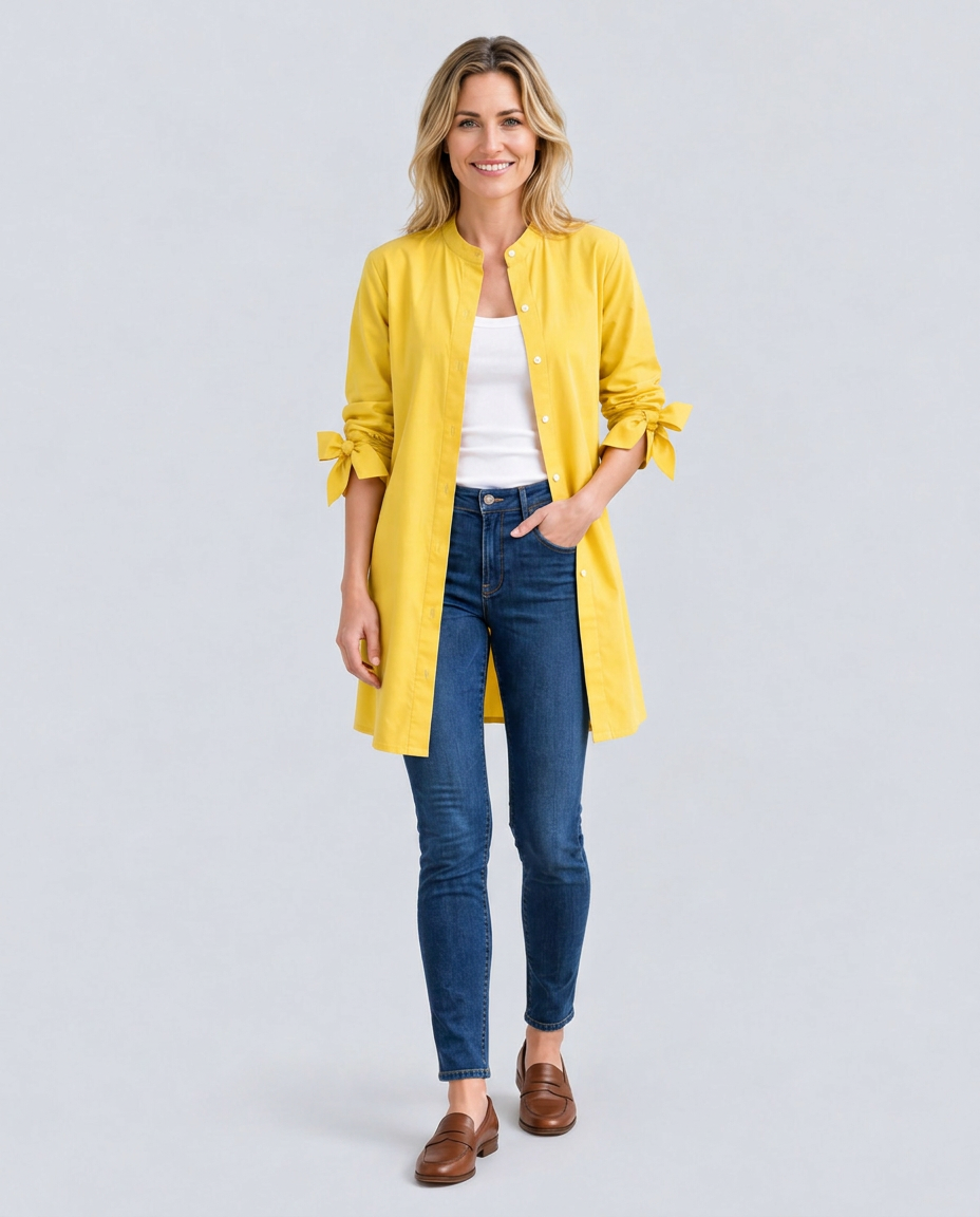 Caitlin | Longline Oversized Shirt with Tie Sleeves