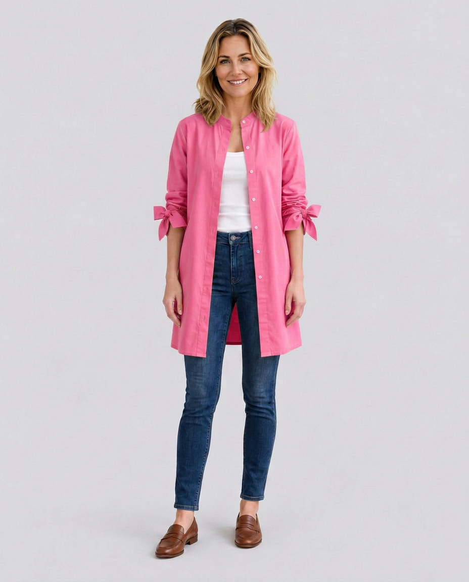 Caitlin | Longline Oversized Shirt with Tie Sleeves