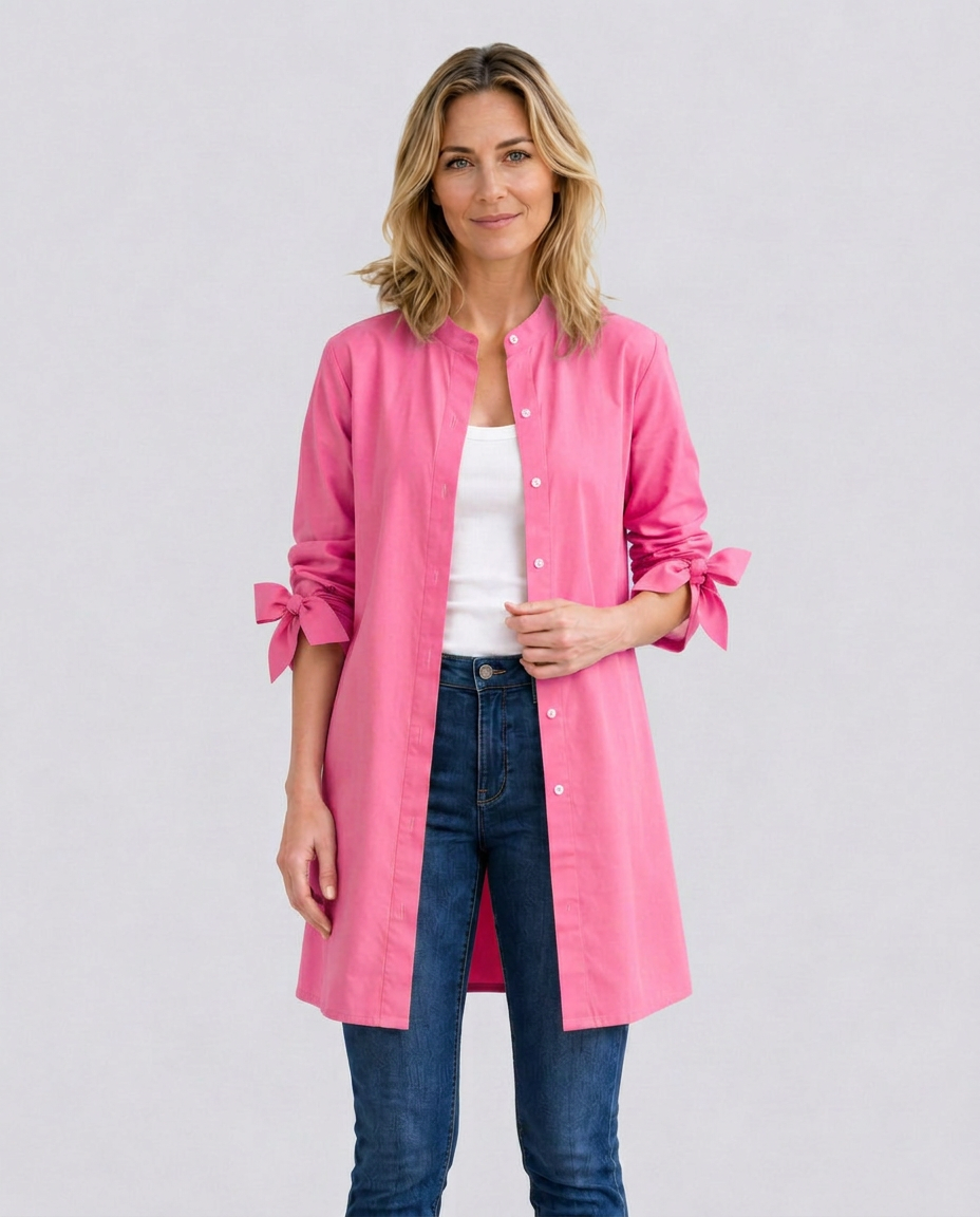 Caitlin | Longline Oversized Shirt with Tie Sleeves