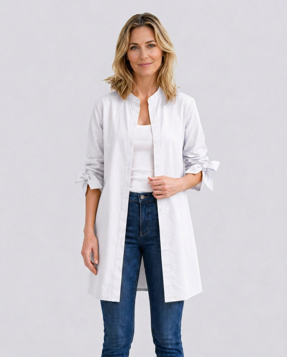 Caitlin | Longline Oversized Shirt with Tie Sleeves