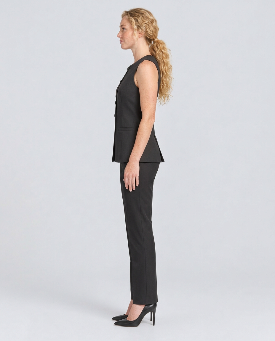 Leticia | Tailored Sleeveless Vest Top with Button Front