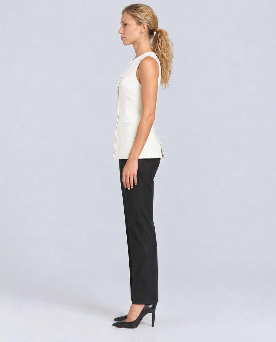 Leticia | Tailored Sleeveless Vest Top with Button Front