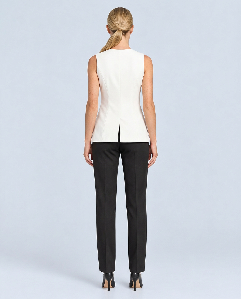 Leticia | Tailored Sleeveless Vest Top with Button Front