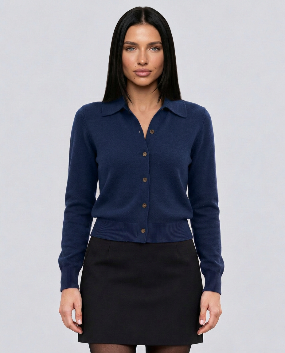 Tamara | Fine Knit Cardigan with Pointed Collar