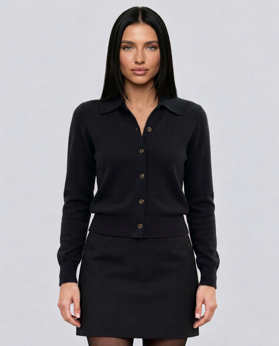 Tamara | Fine Knit Cardigan with Pointed Collar