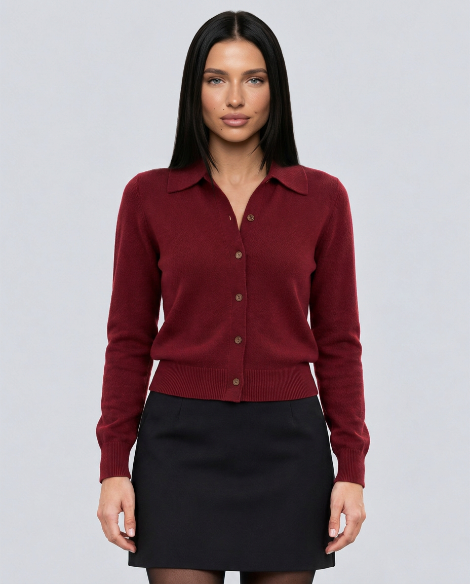 Tamara | Fine Knit Cardigan with Pointed Collar