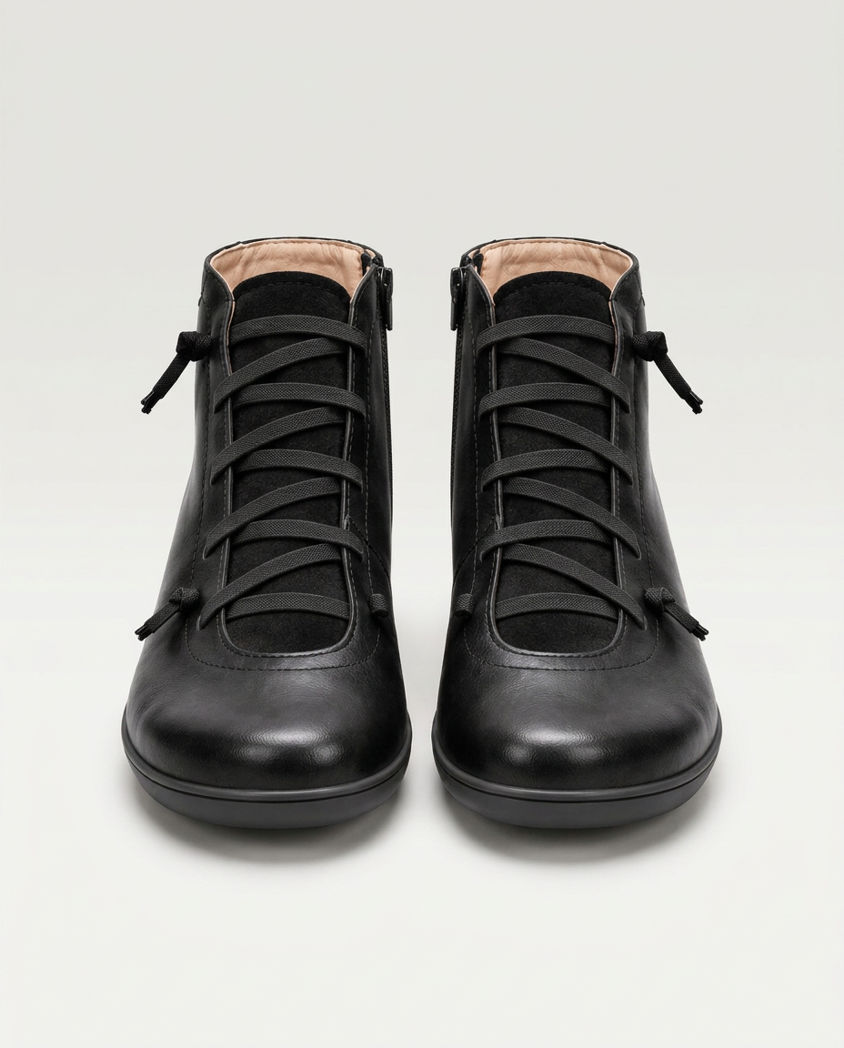 Bonita | Leather Lace-Up Ankle Boots with Side Zip