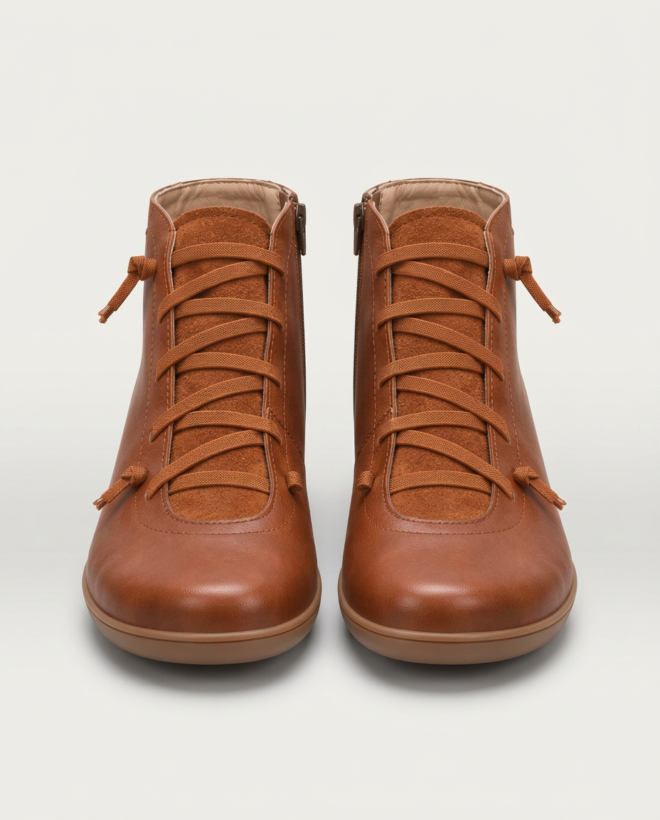 Bonita | Leather Lace-Up Ankle Boots with Side Zip