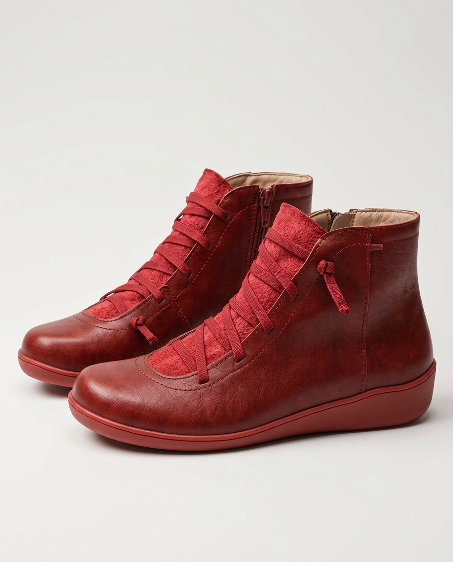 Bonita | Leather Lace-Up Ankle Boots with Side Zip