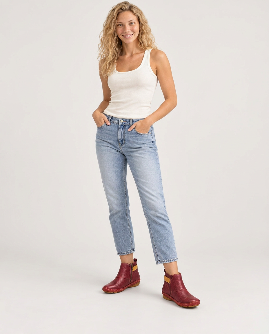 Flora | Vintage Ankle Boots with Side Zip