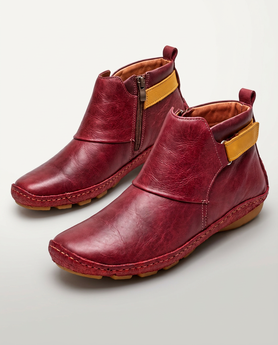 Flora | Vintage Ankle Boots with Side Zip