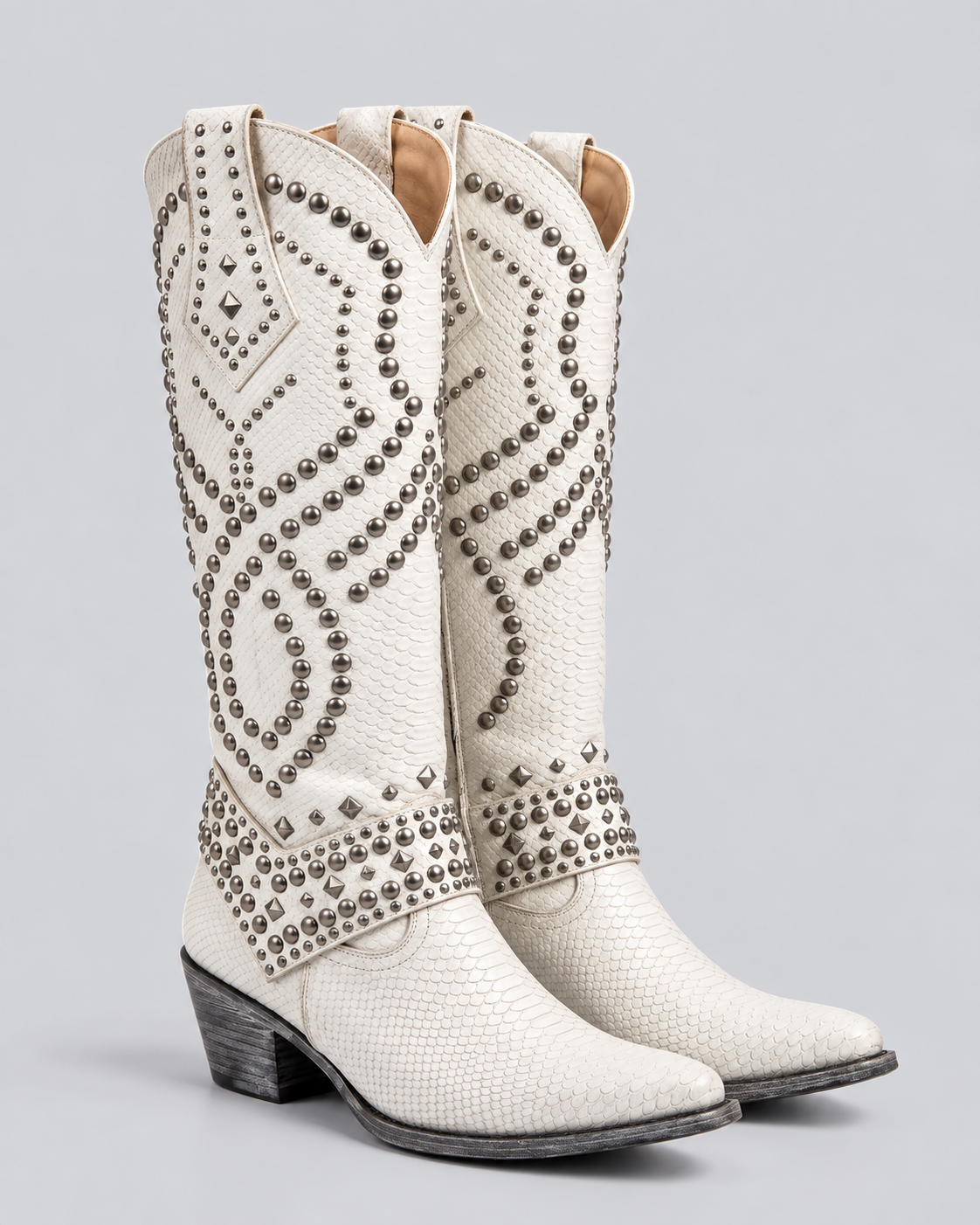 Connie | Knee-High Cowboy Boots with Rivet Detail