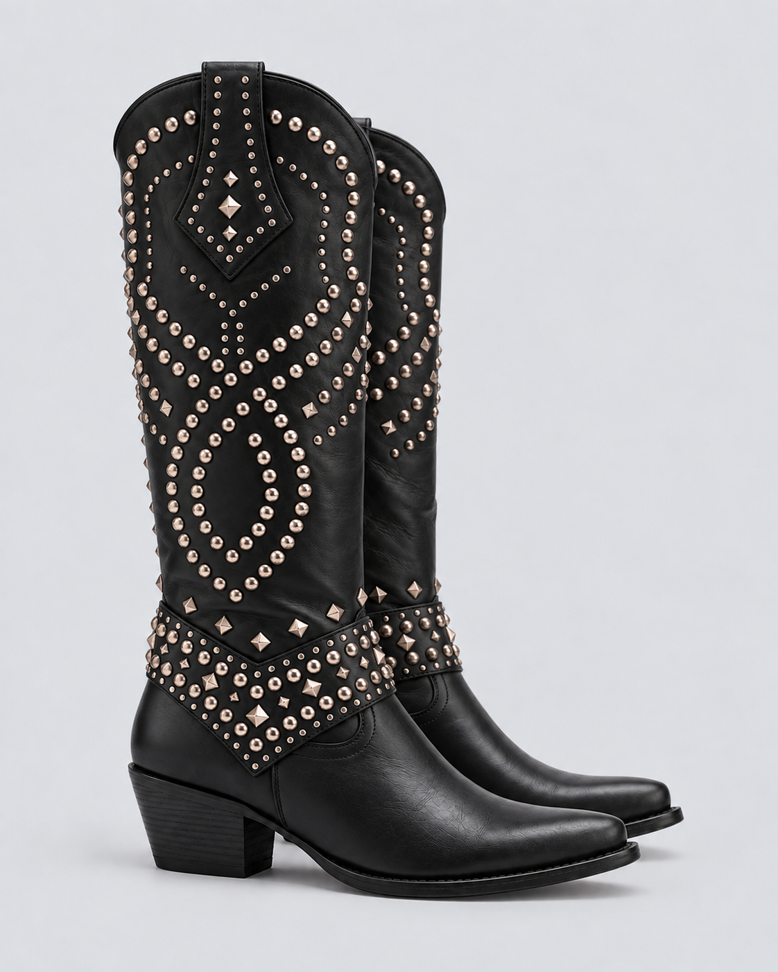 Connie | Knee-High Cowboy Boots with Rivet Detail