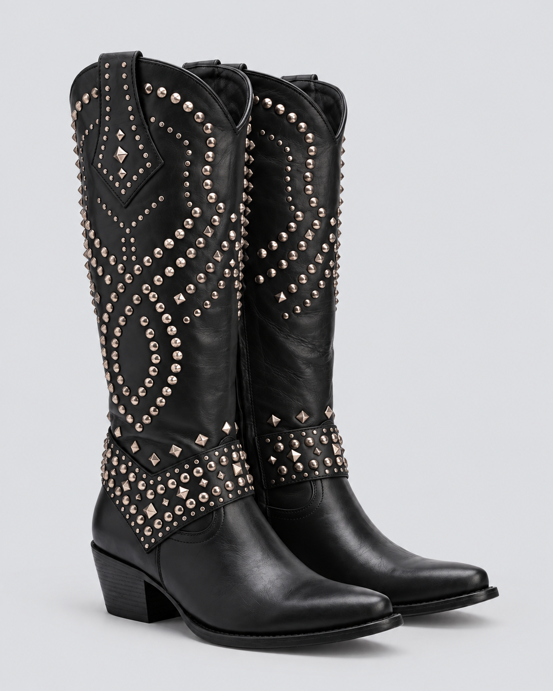 Connie | Knee-High Cowboy Boots with Rivet Detail