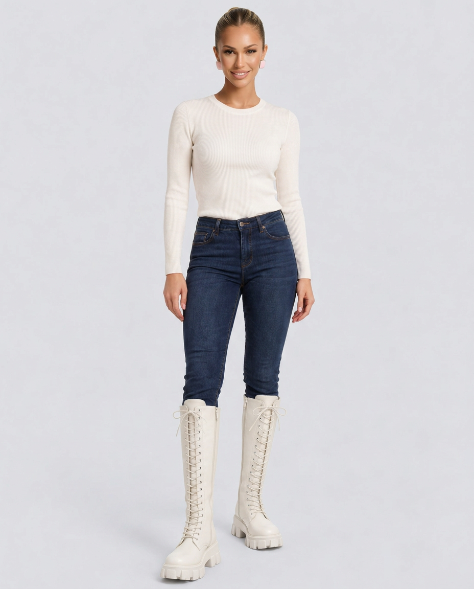 Jannie | Knee-High Lace-Up Chunky Sole Boots