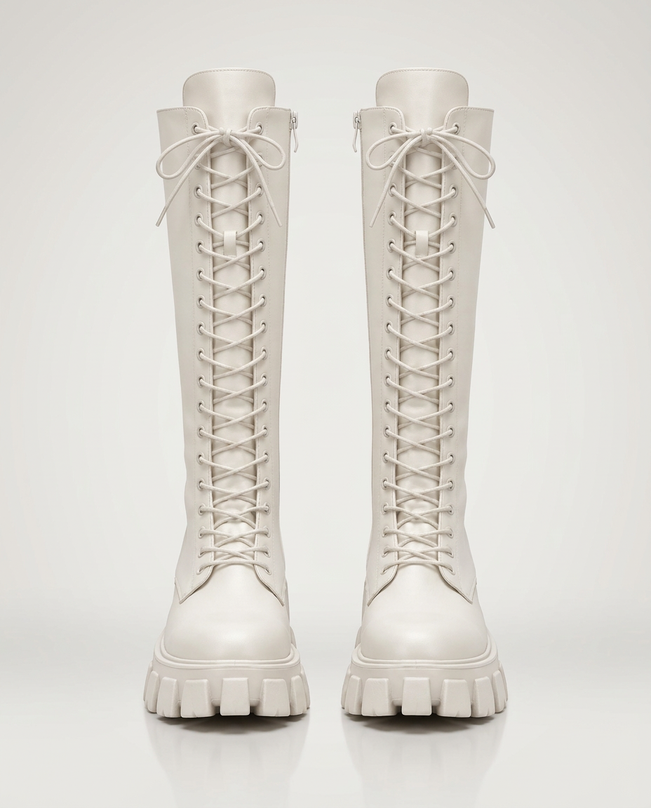 Jannie | Knee-High Lace-Up Chunky Sole Boots