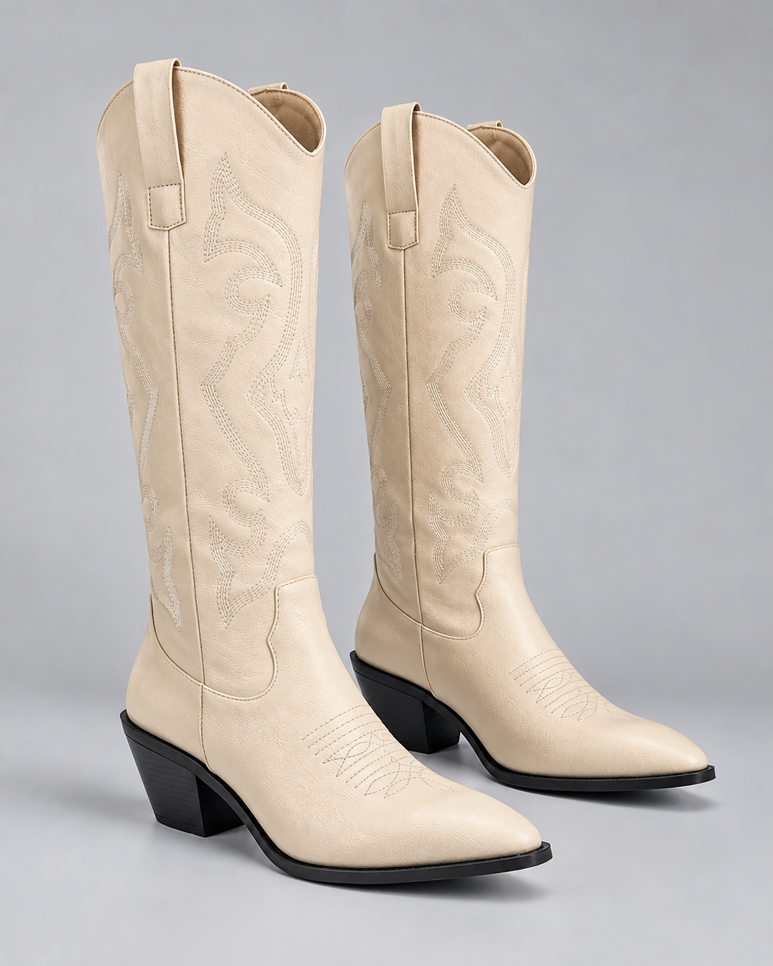Kelly | Knee-High Western Boots with Embroidery