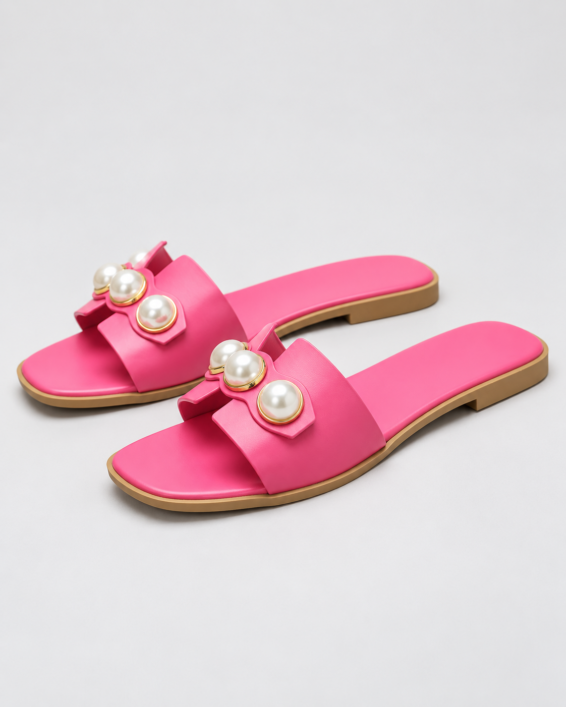 Bertie | Flat Slide Sandals with Pearl Embellishments
