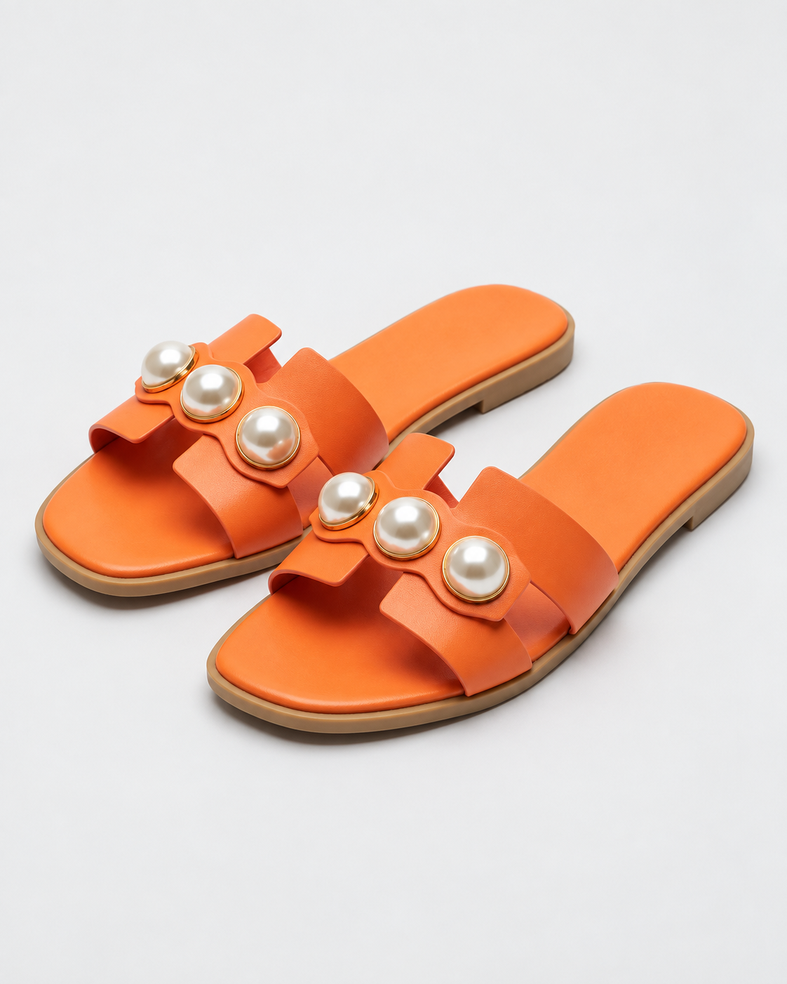 Bertie | Flat Slide Sandals with Pearl Embellishments