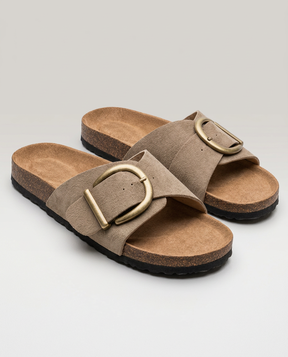 Tonia | Wide-Strap Slide Sandals with Oversized Buckle