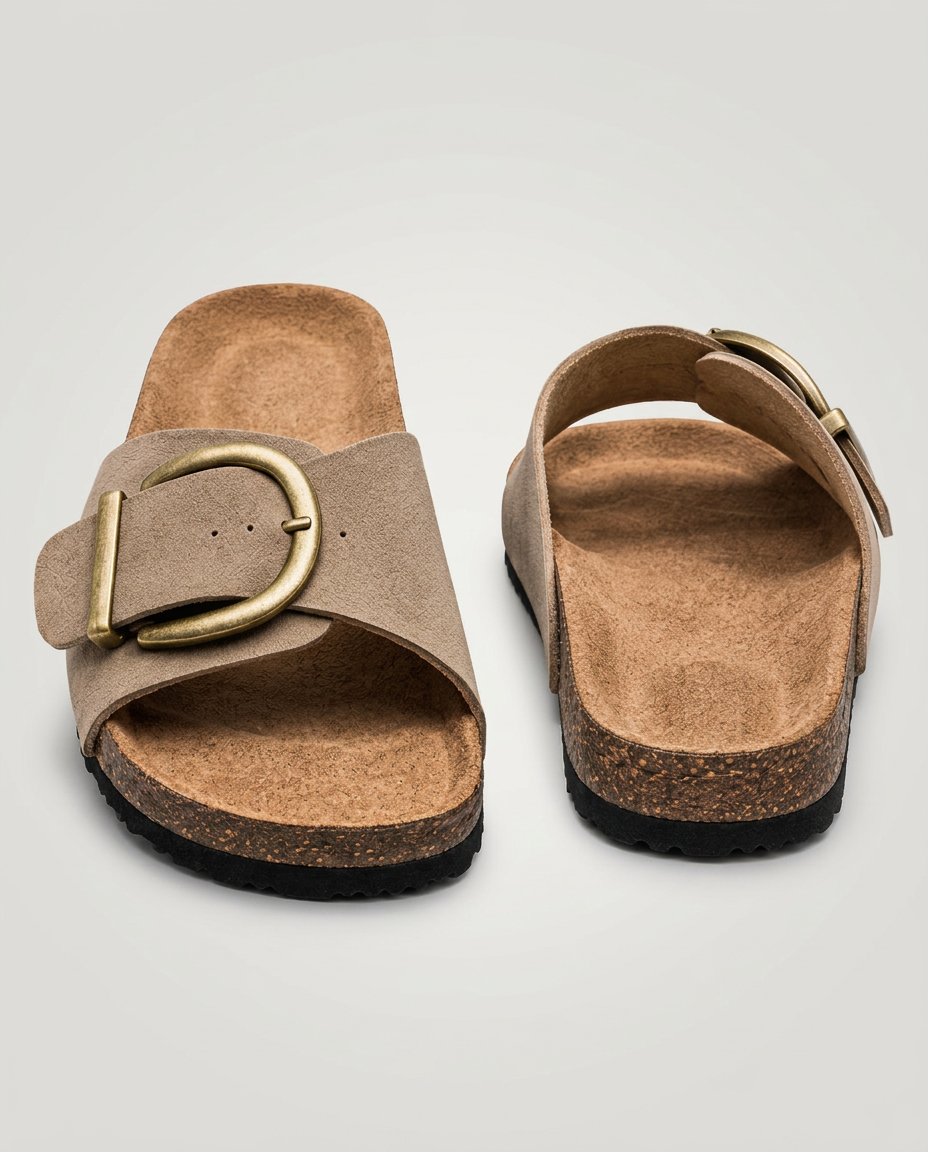 Tonia | Wide-Strap Slide Sandals with Oversized Buckle