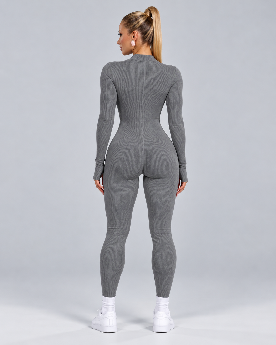 Isolde | Ankle-Length Ribbed Thumb-Hole Sports Jumpsuit