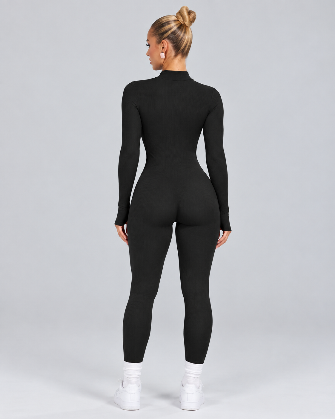 Isolde | Ankle-Length Ribbed Thumb-Hole Sports Jumpsuit