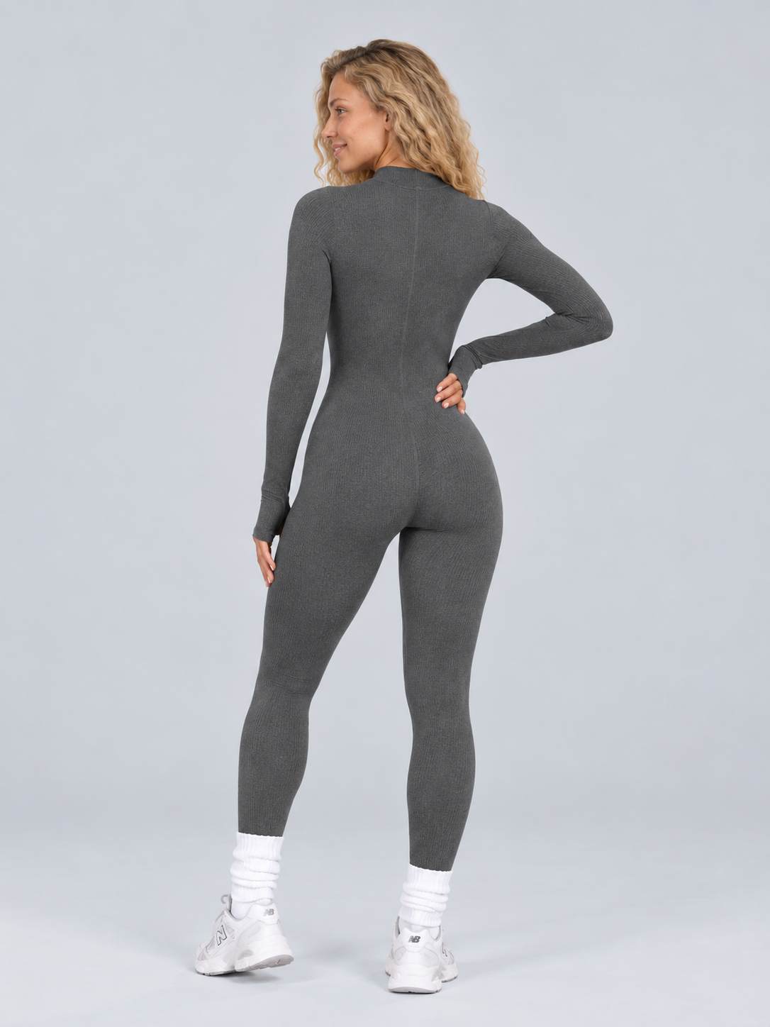 Ines | Long Sleeve Zip-Front Seamless Sports Jumpsuit