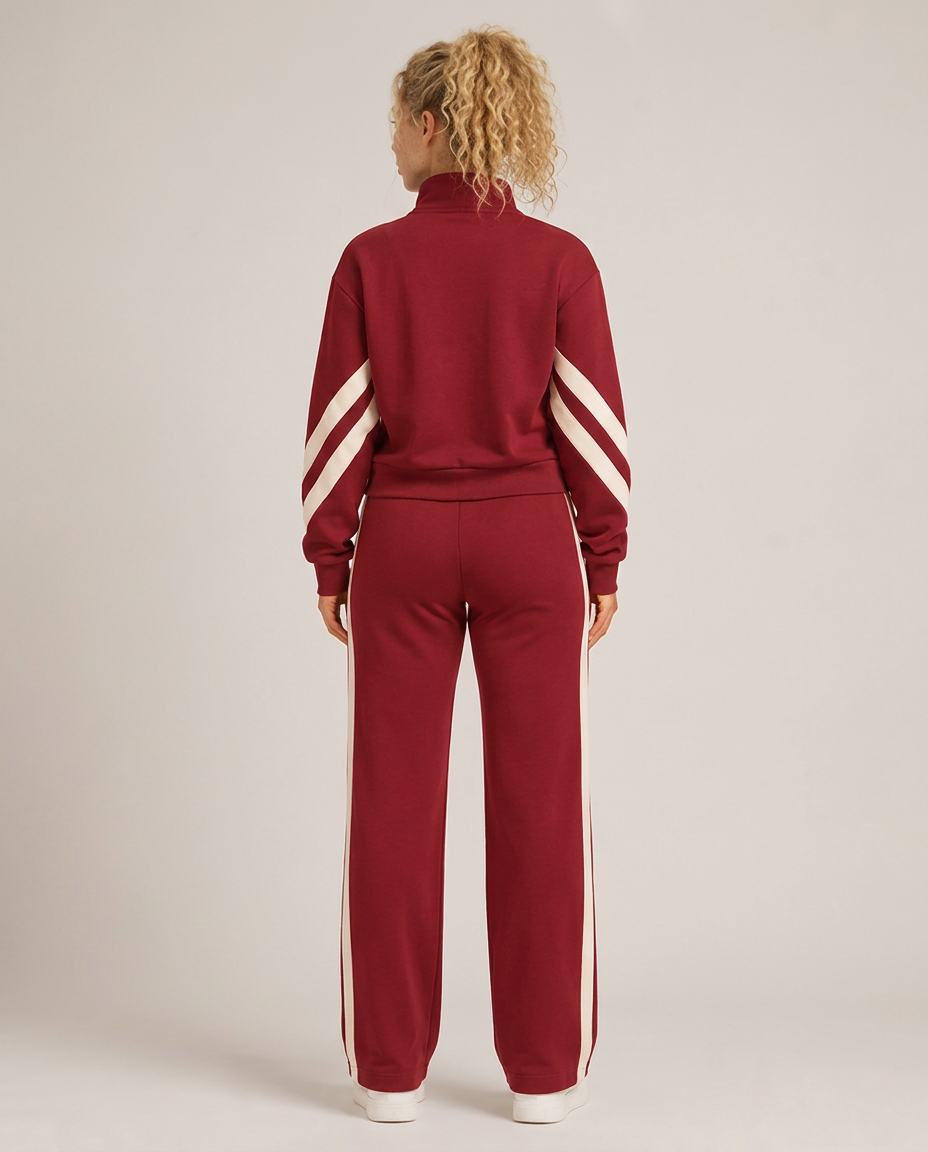 Pavella | Contrast Stripe Zip Tracksuit Set