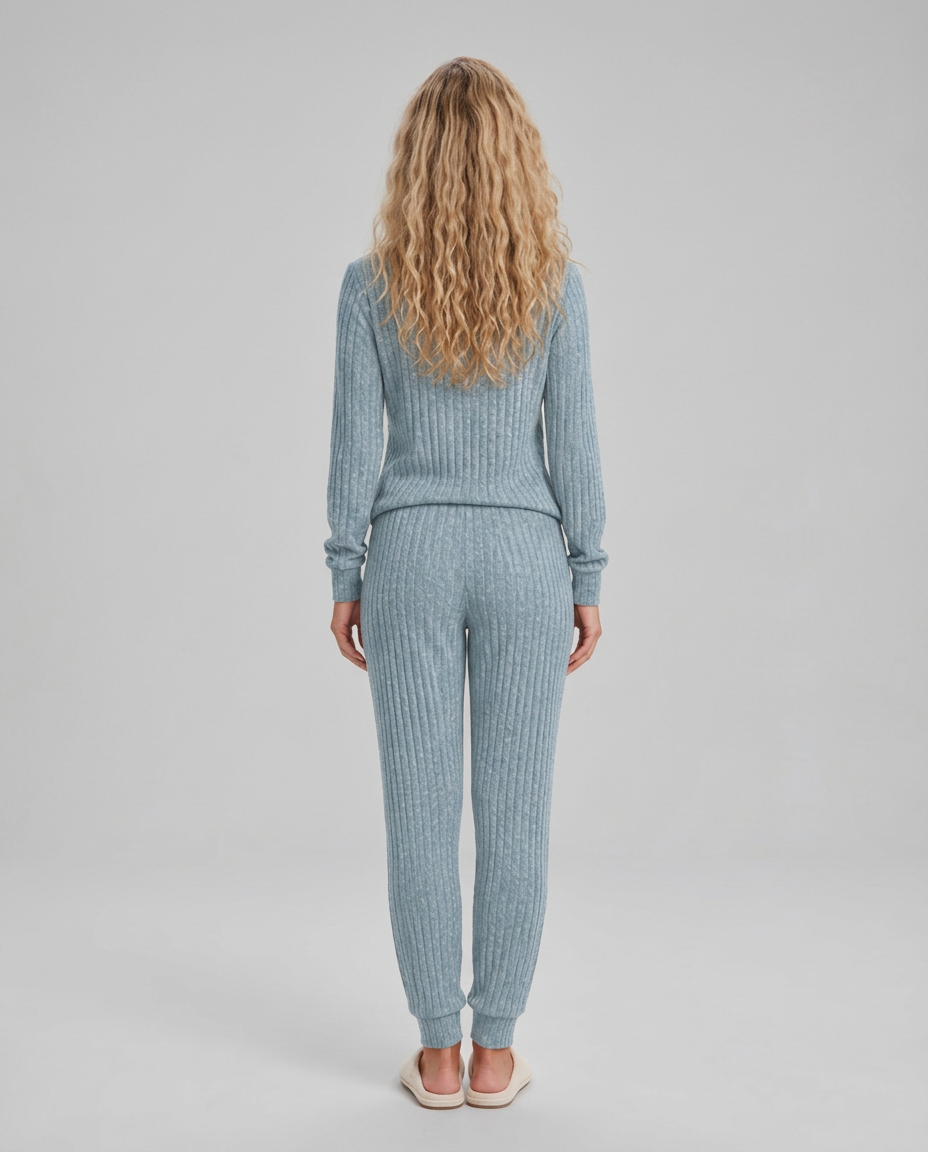 Violet | Relaxed Ribbed Knit Two-Piece Lounge Set