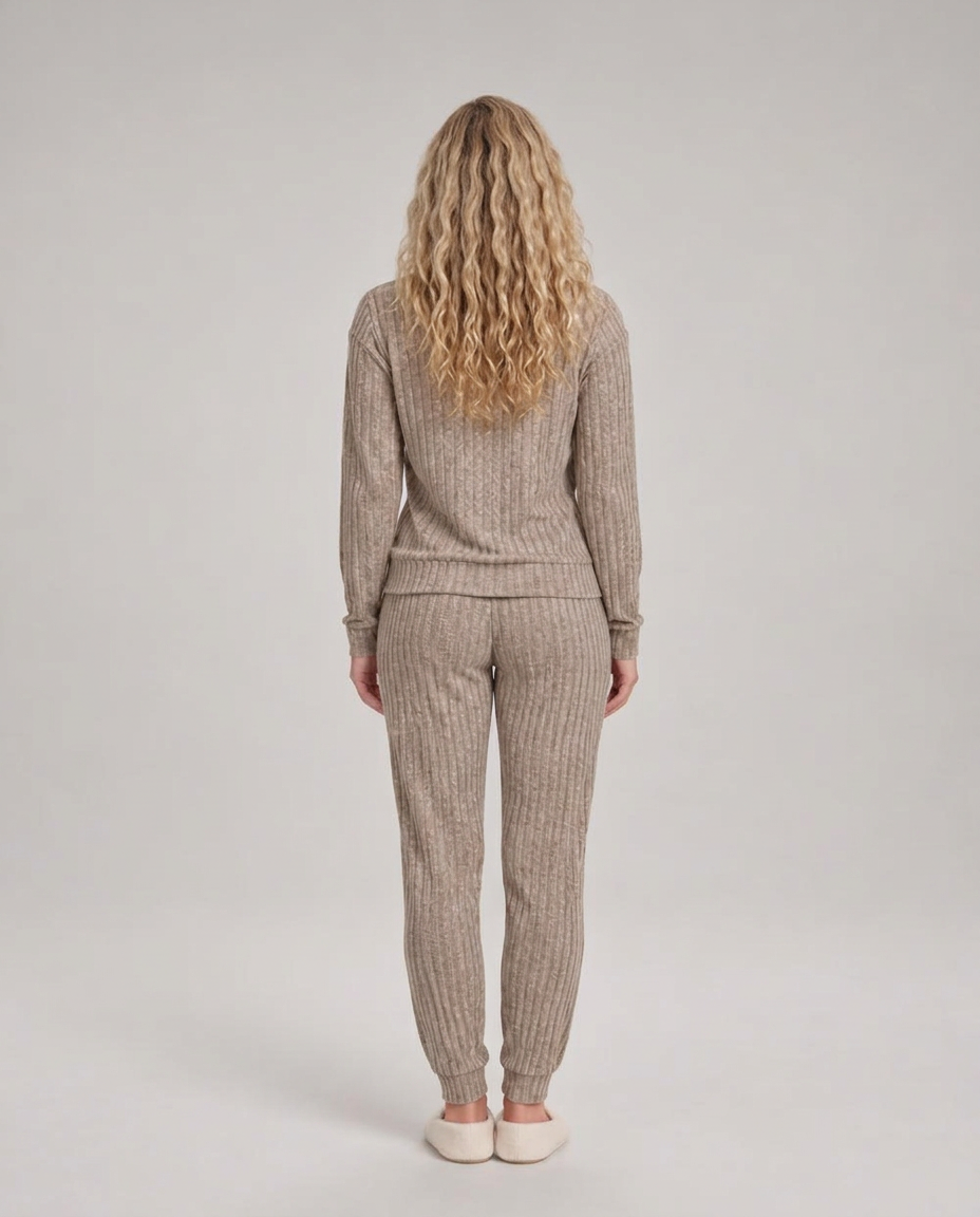 Violet | Relaxed Ribbed Knit Two-Piece Lounge Set