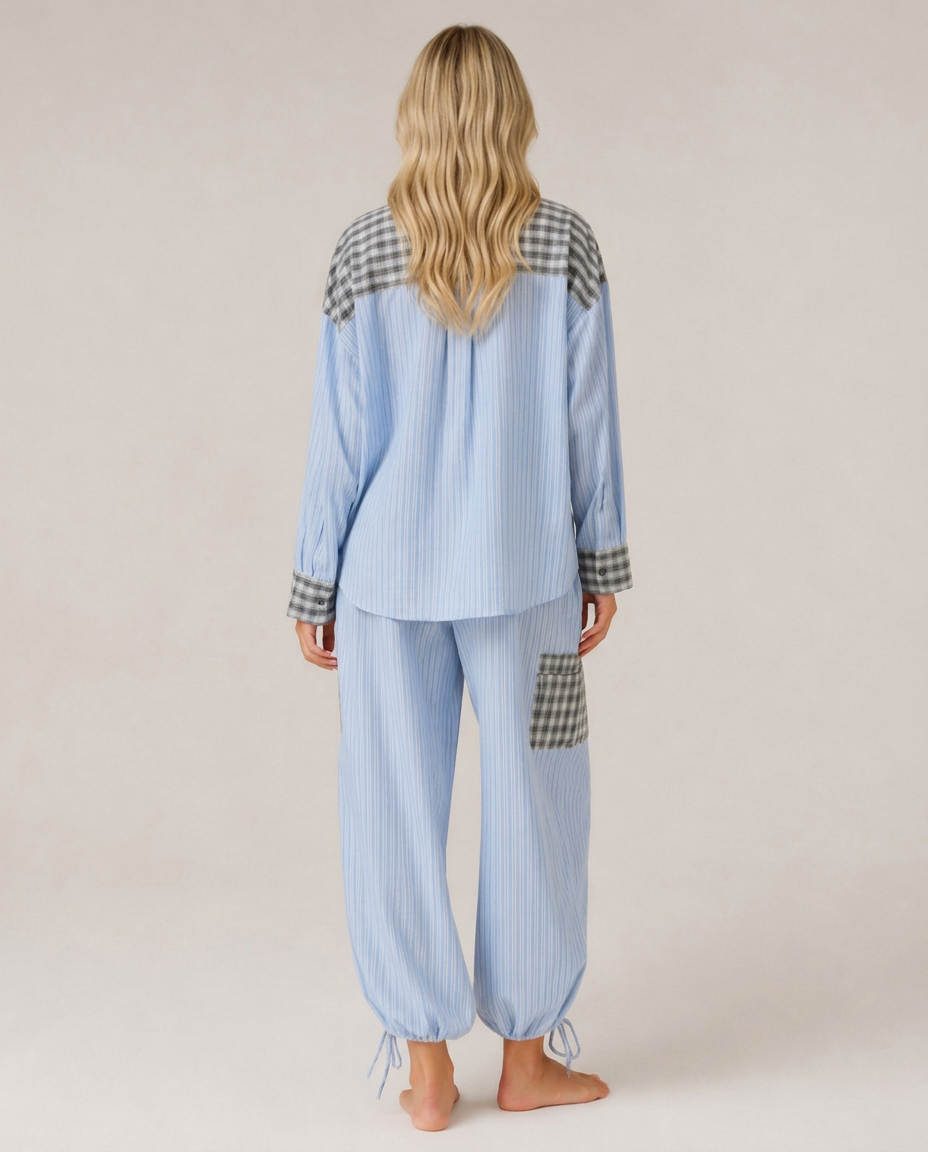 Marlowe | Long Sleeve Contrast-Trim Pyjama Set