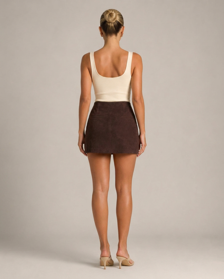 Xenia | Straight-Fit Suede Mini Skirt