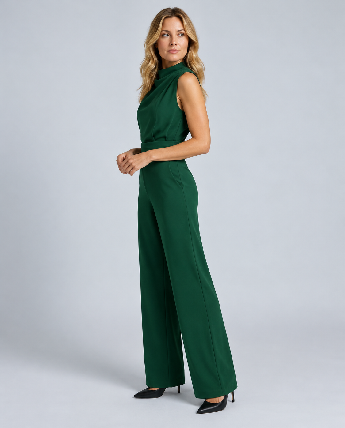 Harlow | Sleeveless High Neck Wide Leg Jumpsuit
